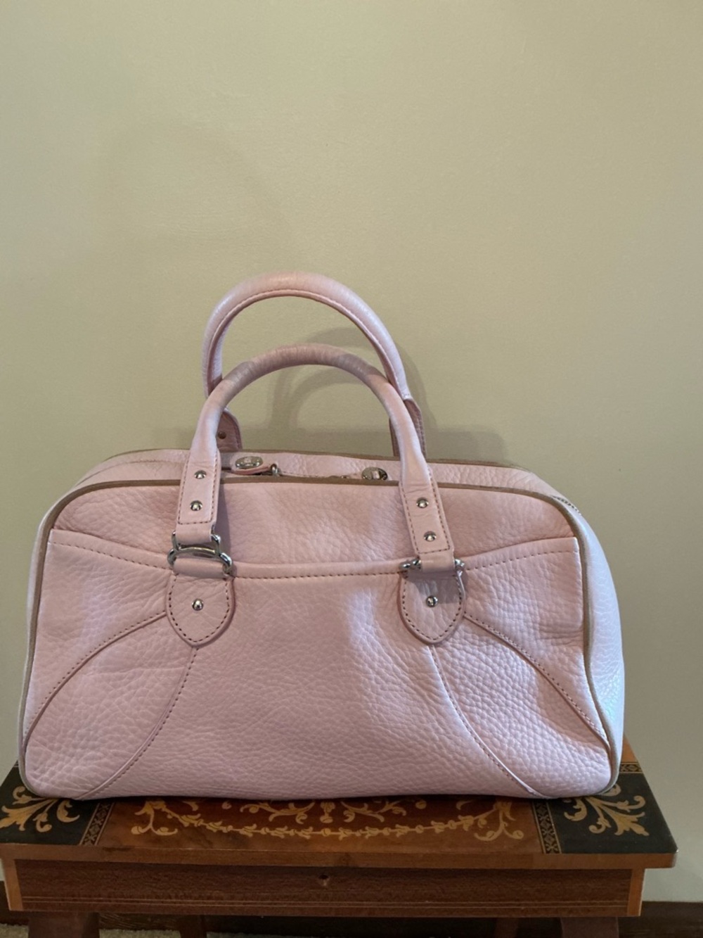 Blush Pink Structured Leather Satchel